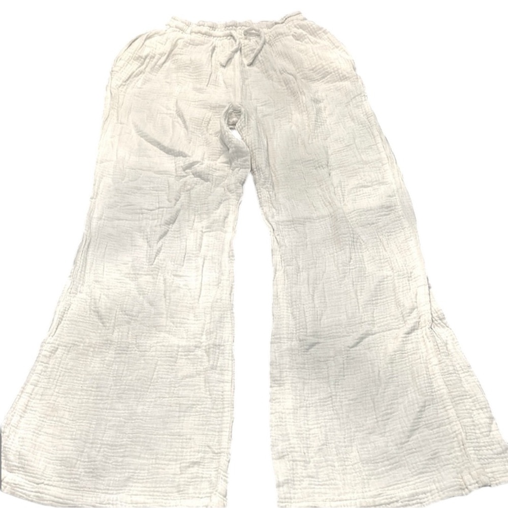 Flying Point White Elastic Waist Wide Leg Pants